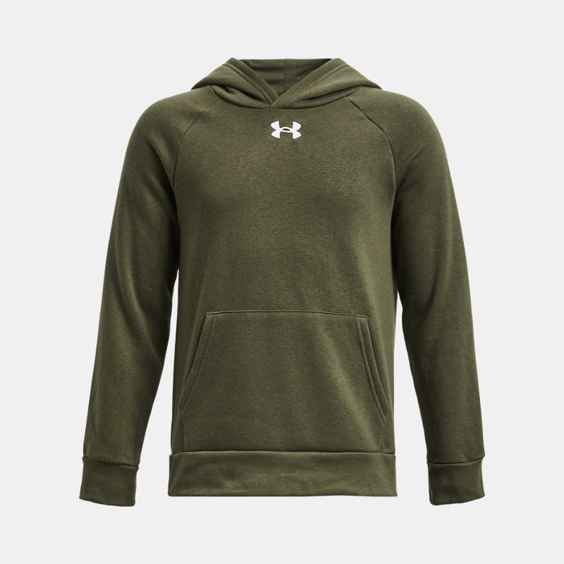 Boys'  Under Armour  Rival Fleece Hoodie Marine OD Green / White YLG (59 - 63 in)
